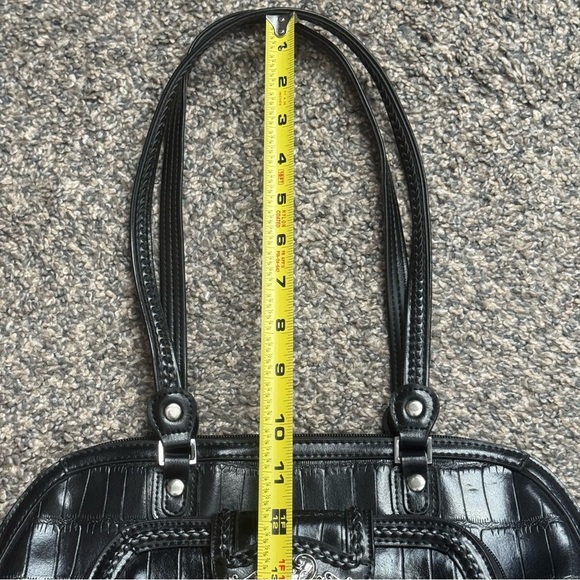 M.C. Marc Chantal Black Crocodile Embossed Leather Shoulder Handbag Purse - Picture 12 of 13